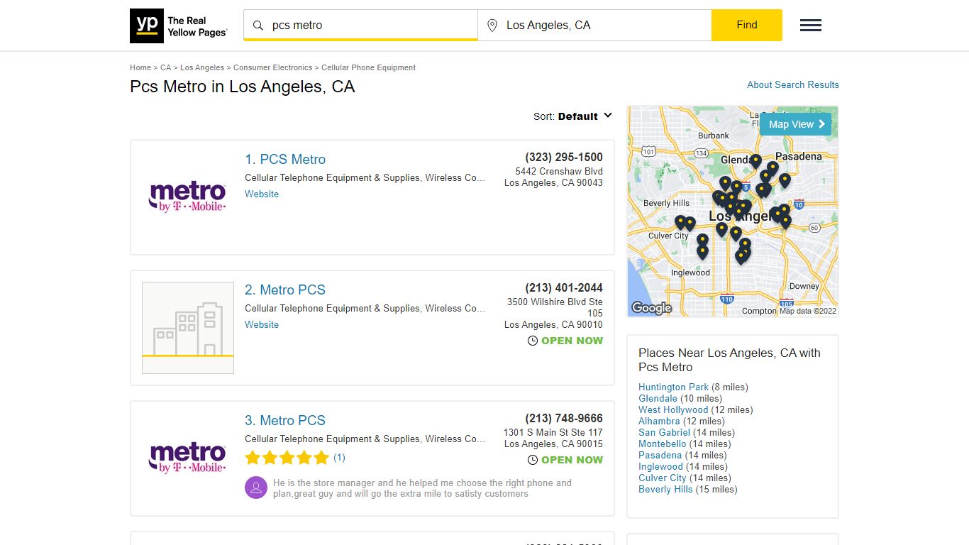 Pcs Metro Locations & Hours Near Los Angeles, CA - YP.com